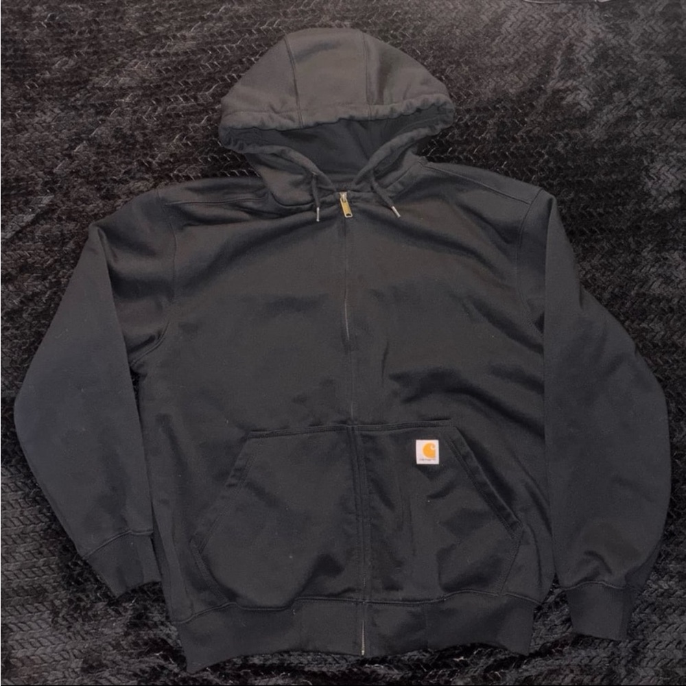 Carhartt Black Full-Zip Hooded Work Jacket